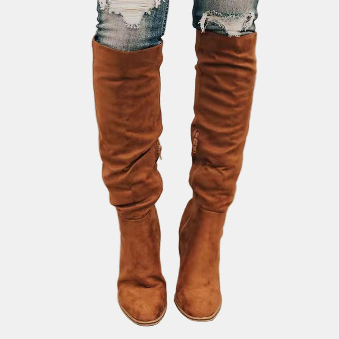 Evelyn | Women's Over-the-Knee Block Heel Suede Ankle Boots