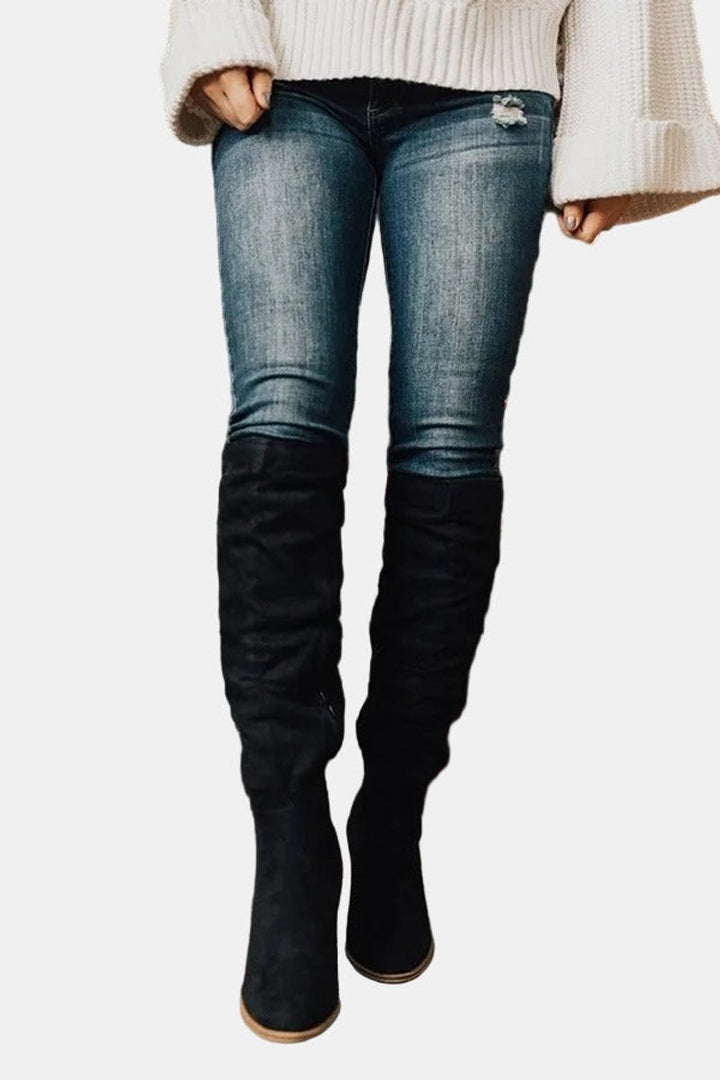 Evelyn | Women's Over-the-Knee Block Heel Suede Ankle Boots