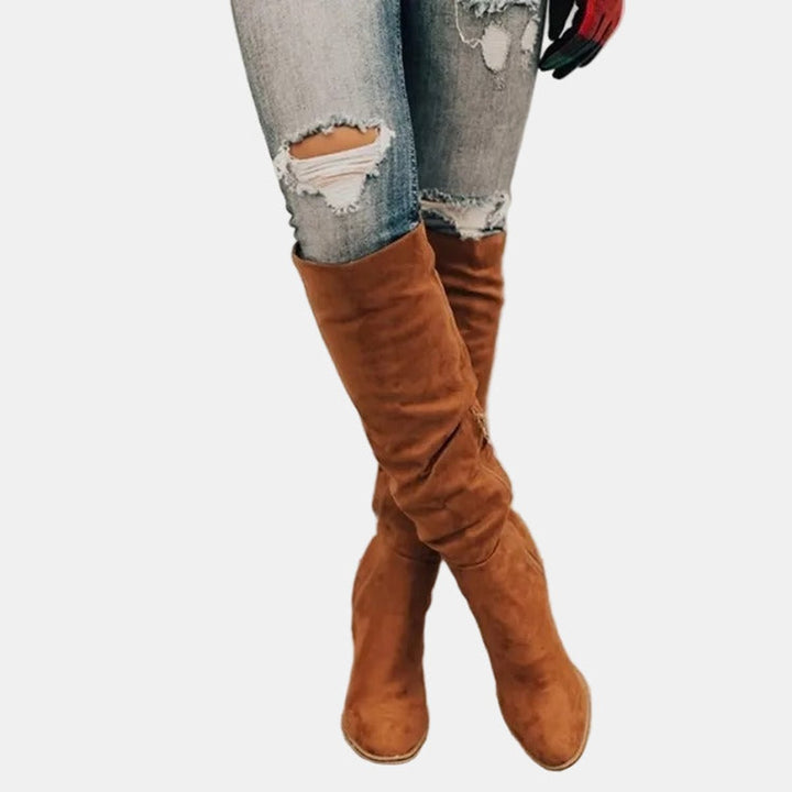 Evelyn | Women's Over-the-Knee Block Heel Suede Ankle Boots