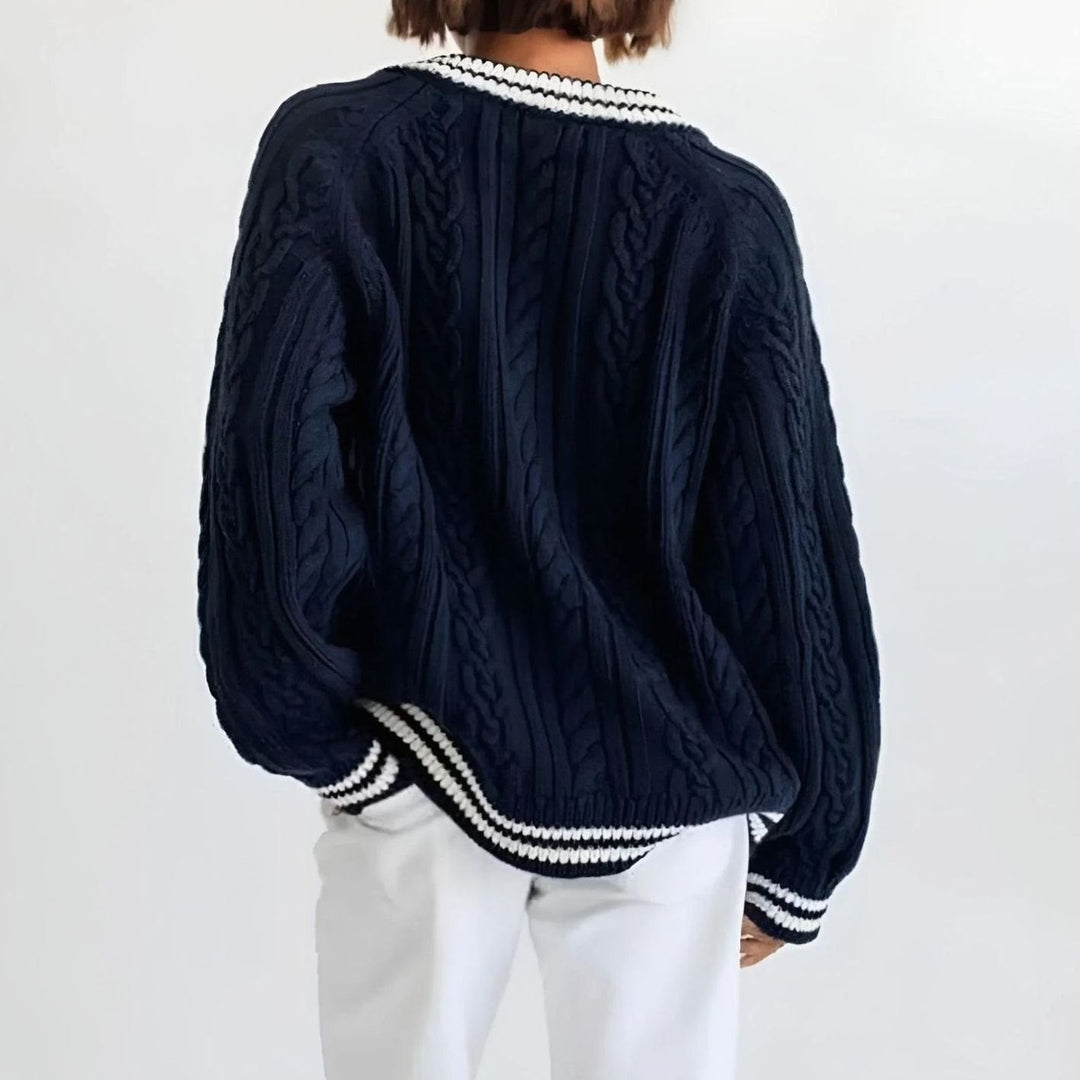 Charlotte | Women's Oversized Cable-Knit V-Neck Pullover Sweater