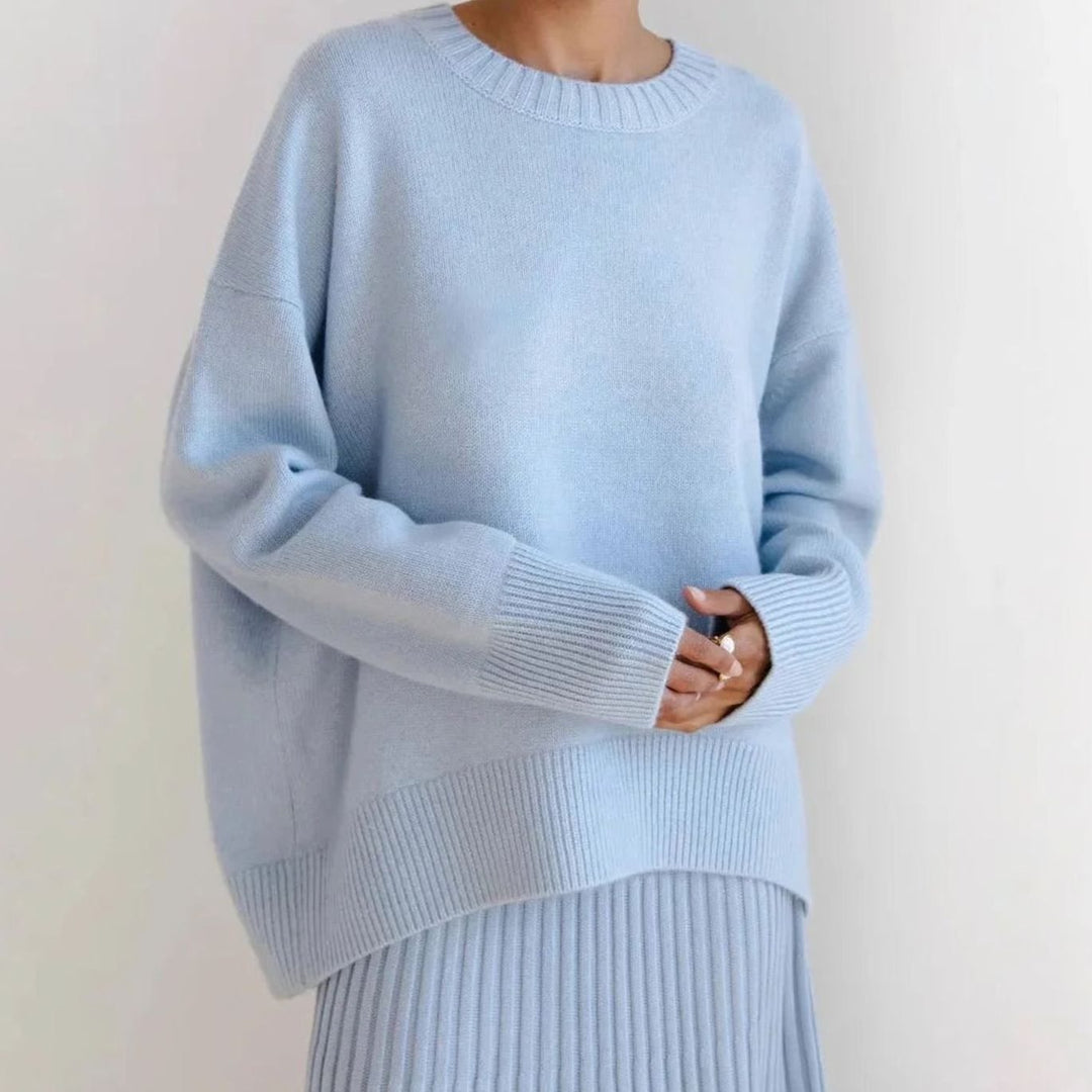 Riley | Women's Oversized Crew-Neck Long-Sleeve Light Knit Sweater