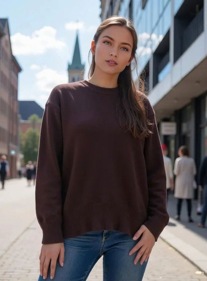 Riley | Women's Oversized Crew-Neck Long-Sleeve Light Knit Sweater