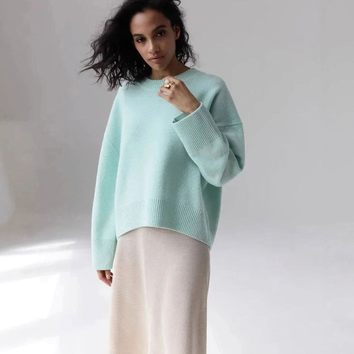 Riley | Women's Oversized Crew-Neck Long-Sleeve Light Knit Sweater