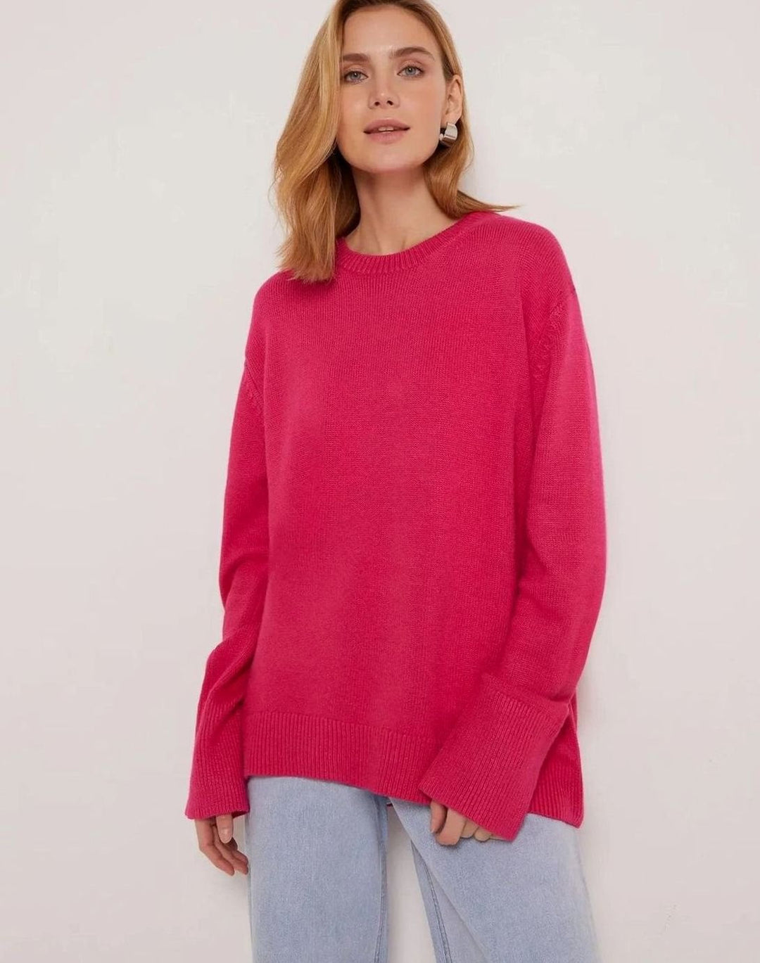Riley | Women's Oversized Crew-Neck Long-Sleeve Light Knit Sweater