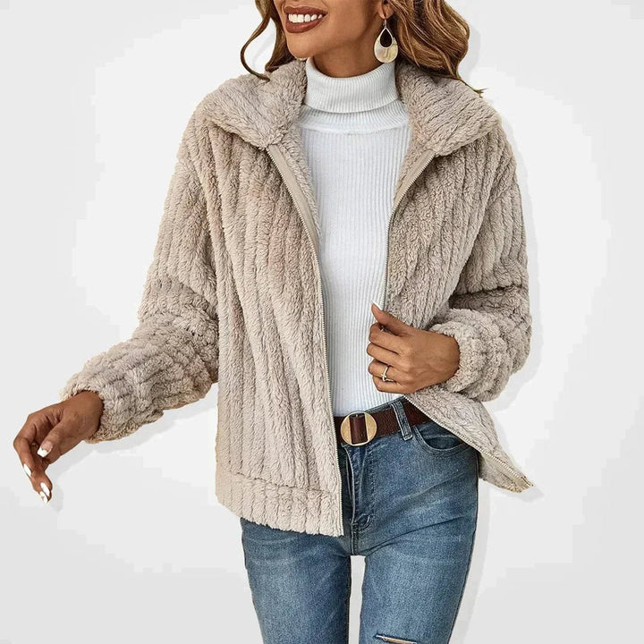 Olivia | Women's Oversized Fluffy Zip-Up Sherpa Cardigan Jacket