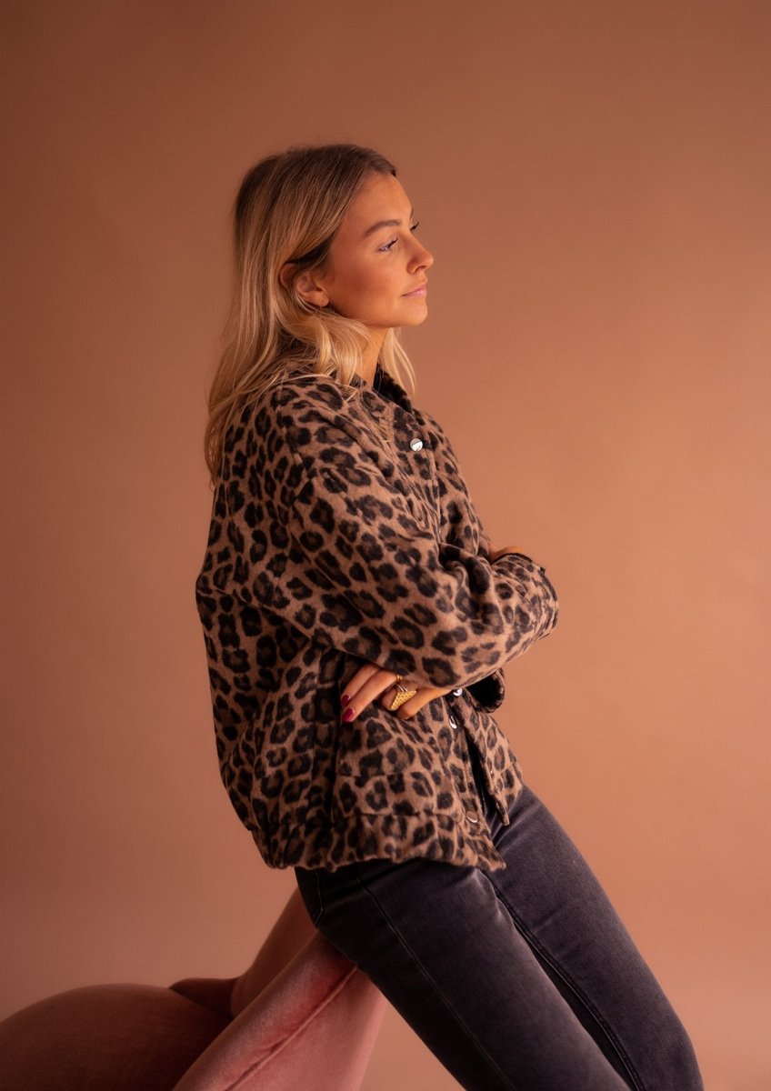 Camila | Women's Oversized Leopard Print Snap-Button Quilted Jacket