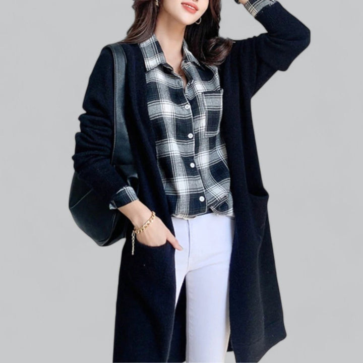 Olivia | Women's Oversized Long Open-Front Knit Cardigan