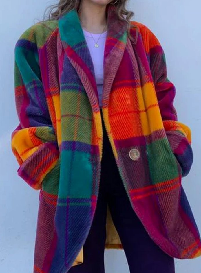 Luna | Women's Oversized Long Plaid Coat Relaxed Winter Outerwear