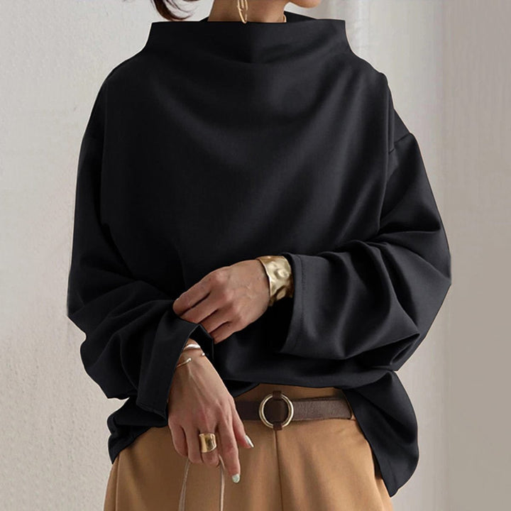 Camila | Women's Oversized Mock-Neck Relaxed Knit Sweater Top