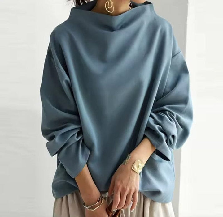 Camila | Women's Oversized Mock-Neck Relaxed Knit Sweater Top