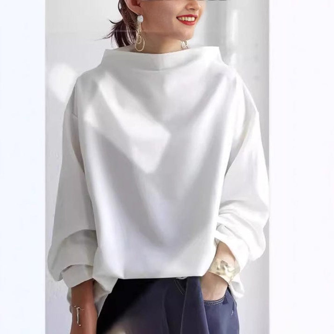 Camila | Women's Oversized Mock-Neck Relaxed Knit Sweater Top