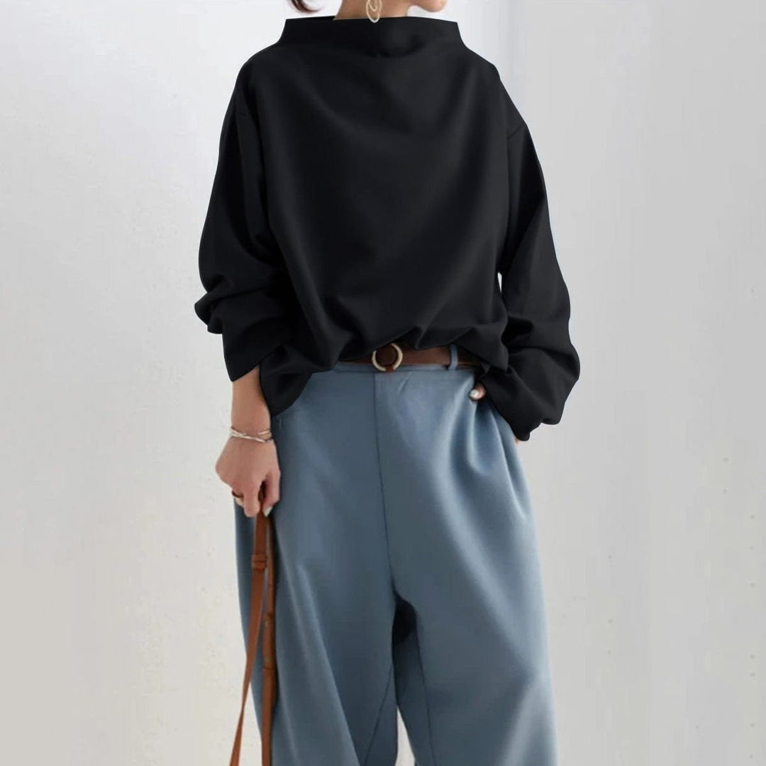 Camila | Women's Oversized Mock-Neck Relaxed Knit Sweater Top