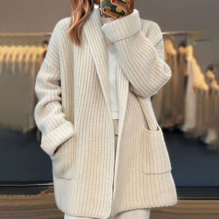 Hannah | Women's Oversized Open-Front Knit Cardigan Scarf Collar