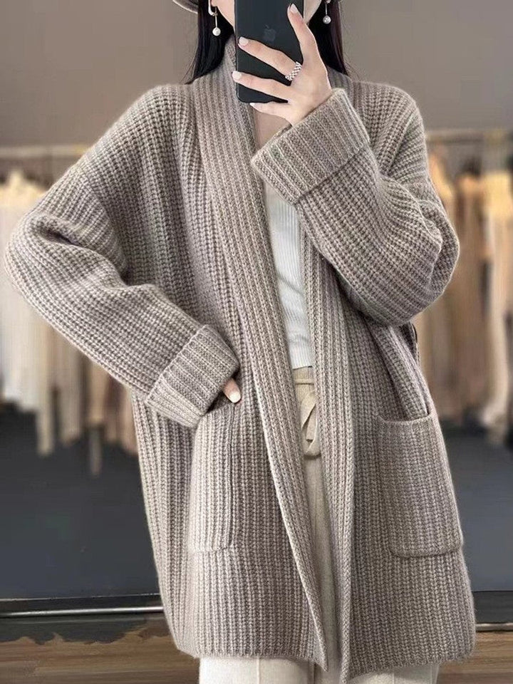 Hannah | Women's Oversized Open-Front Knit Cardigan Scarf Collar