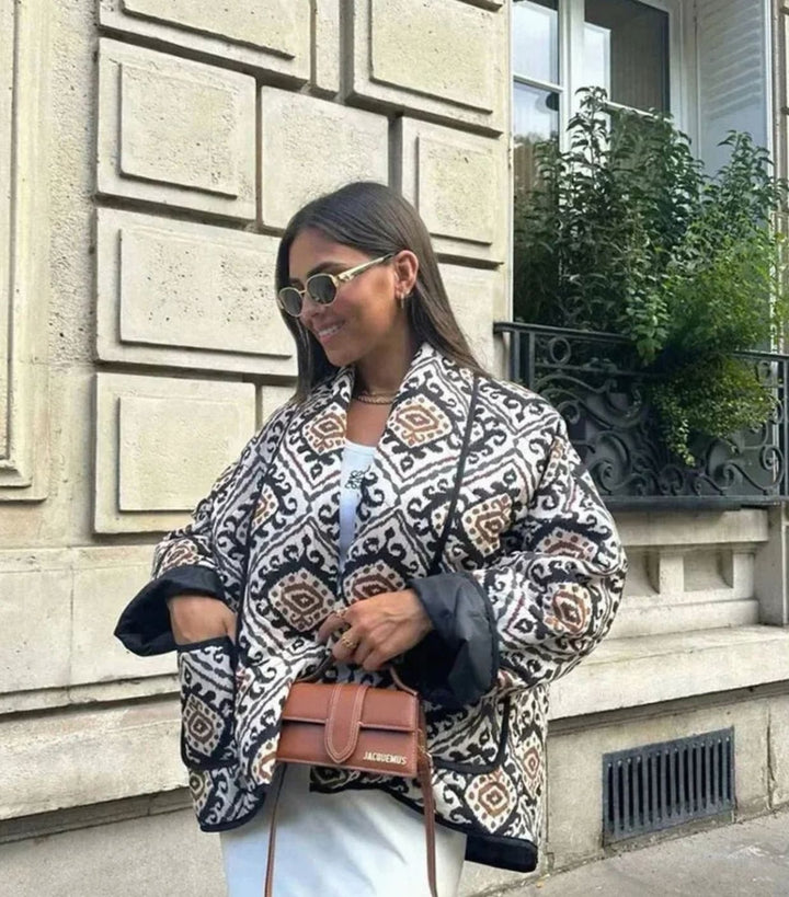 Penelope | Women's Oversized Quilted Wide-Sleeve Patterned Jacket