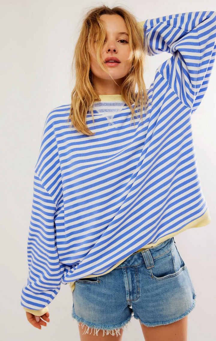 Ava | Women's Oversized Striped Crewneck Jumper Casual Pullover Sweater