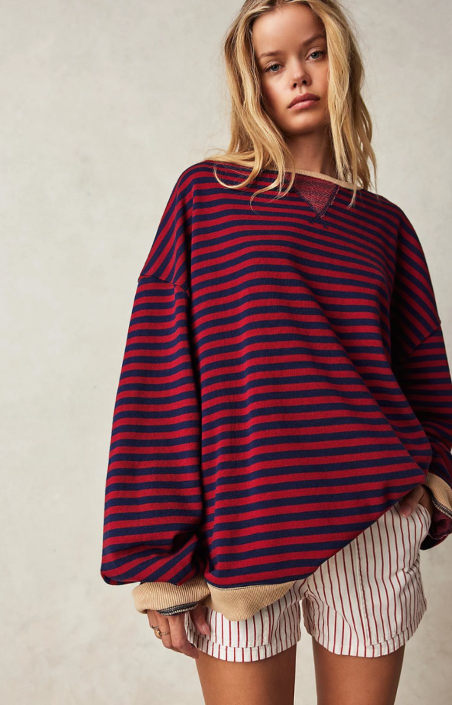 Ava | Women's Oversized Striped Crewneck Jumper Casual Pullover Sweater