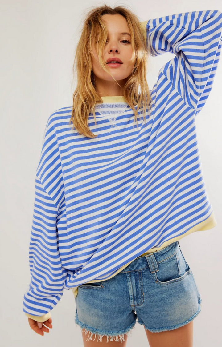 Ava | Women's Oversized Striped Crewneck Jumper Casual Pullover Sweater
