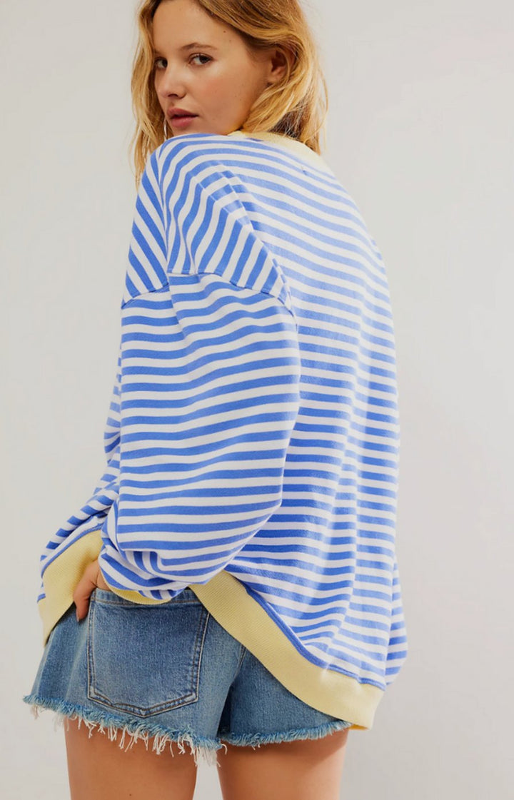 Ava | Women's Oversized Striped Crewneck Jumper Casual Pullover Sweater