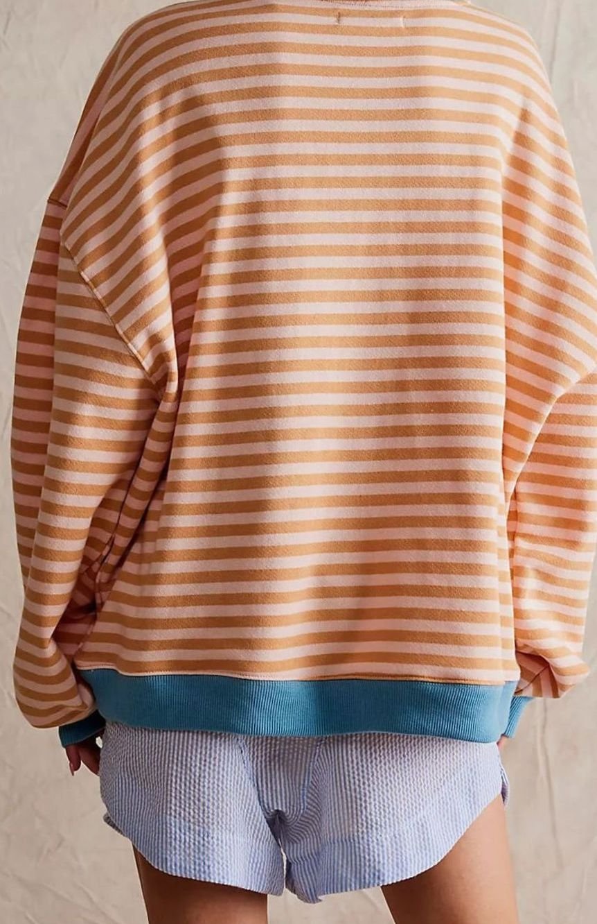 Ava | Women's Oversized Striped Crewneck Jumper Casual Pullover Sweater
