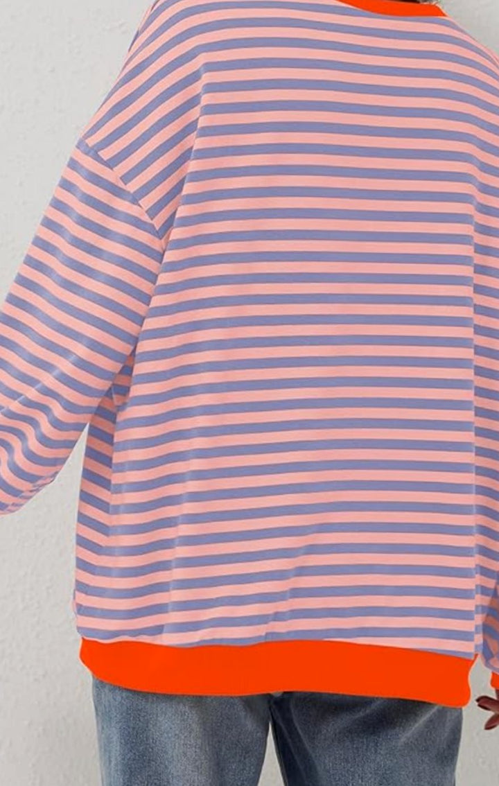Ava | Women's Oversized Striped Crewneck Jumper Casual Pullover Sweater