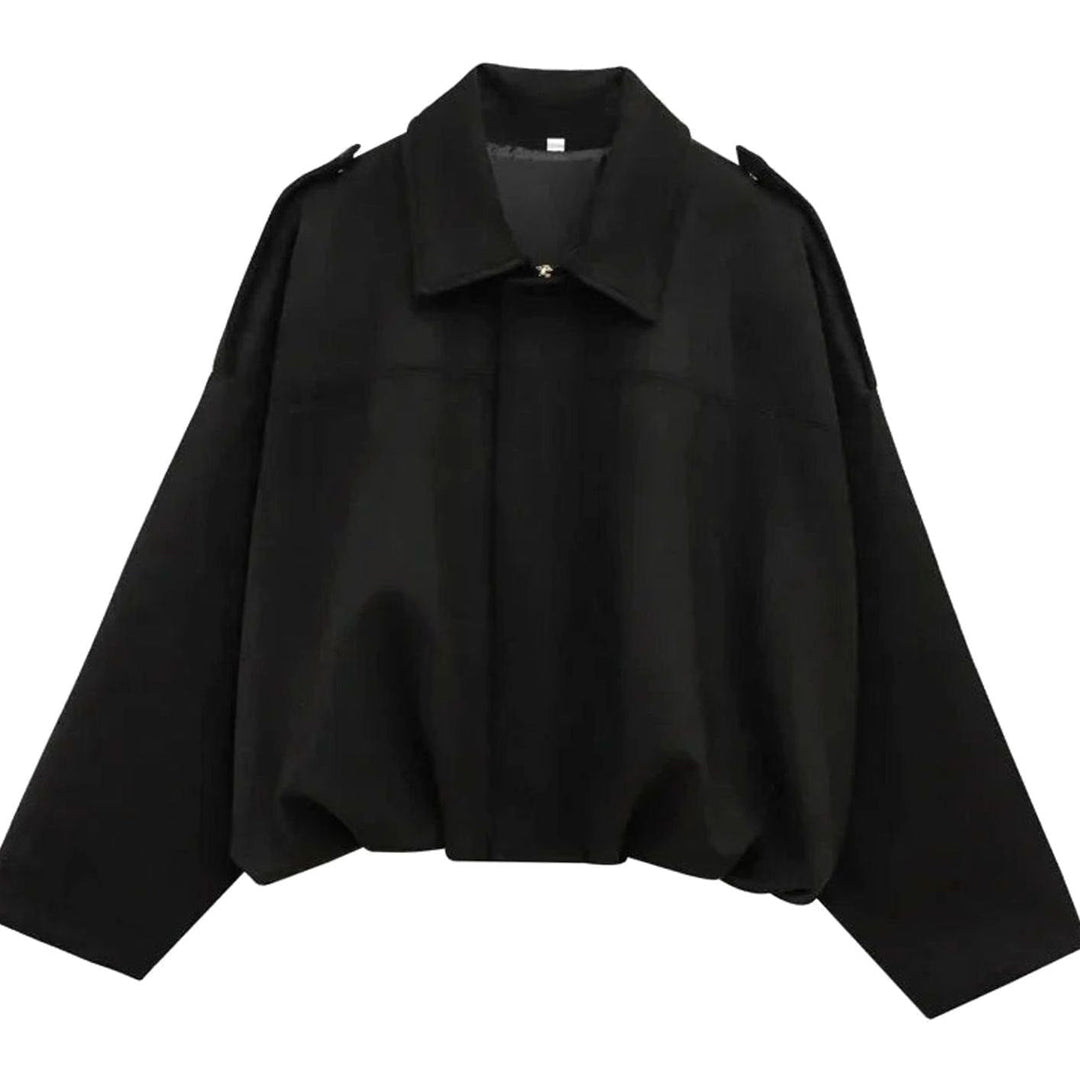 Charlotte | Women's Oversized Suede-Look Light Bomber Jacket Full-Zip Aviator