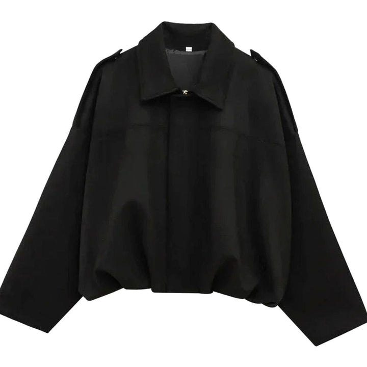 Charlotte | Women's Oversized Suede-Look Light Bomber Jacket Full-Zip Aviator