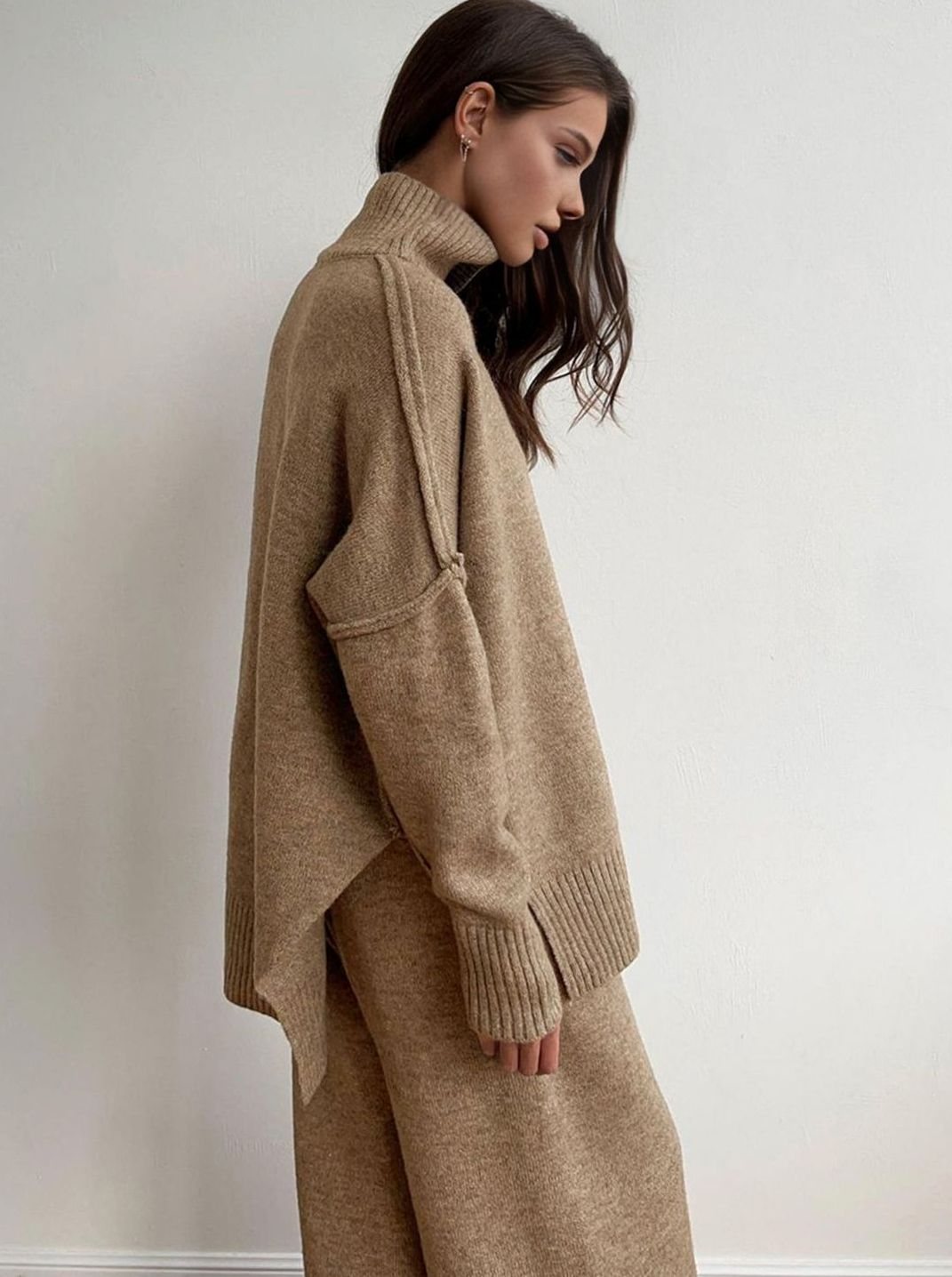 Charlotte | Women's Oversized Turtleneck Knit Wide-Leg Lounge Set