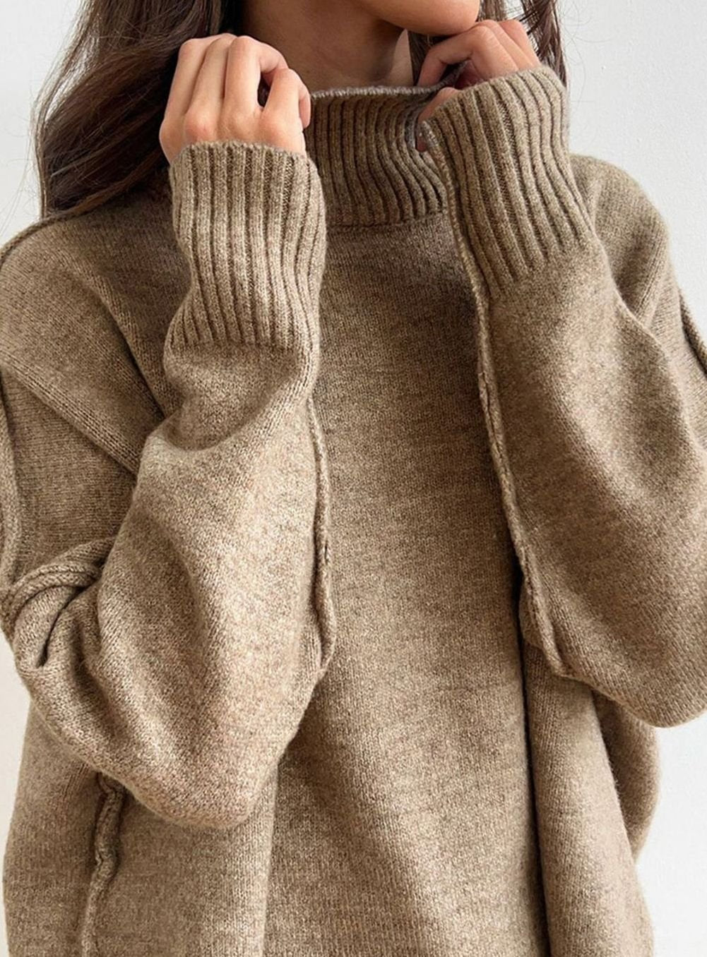 Charlotte | Women's Oversized Turtleneck Knit Wide-Leg Lounge Set