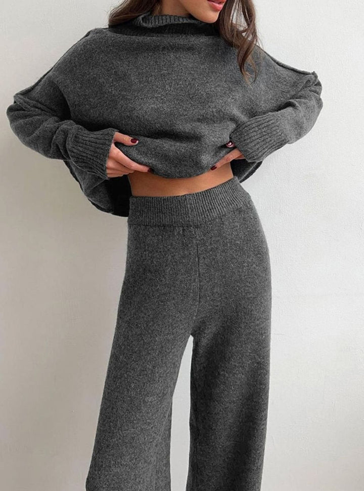 Charlotte | Women's Oversized Turtleneck Knit Wide-Leg Lounge Set