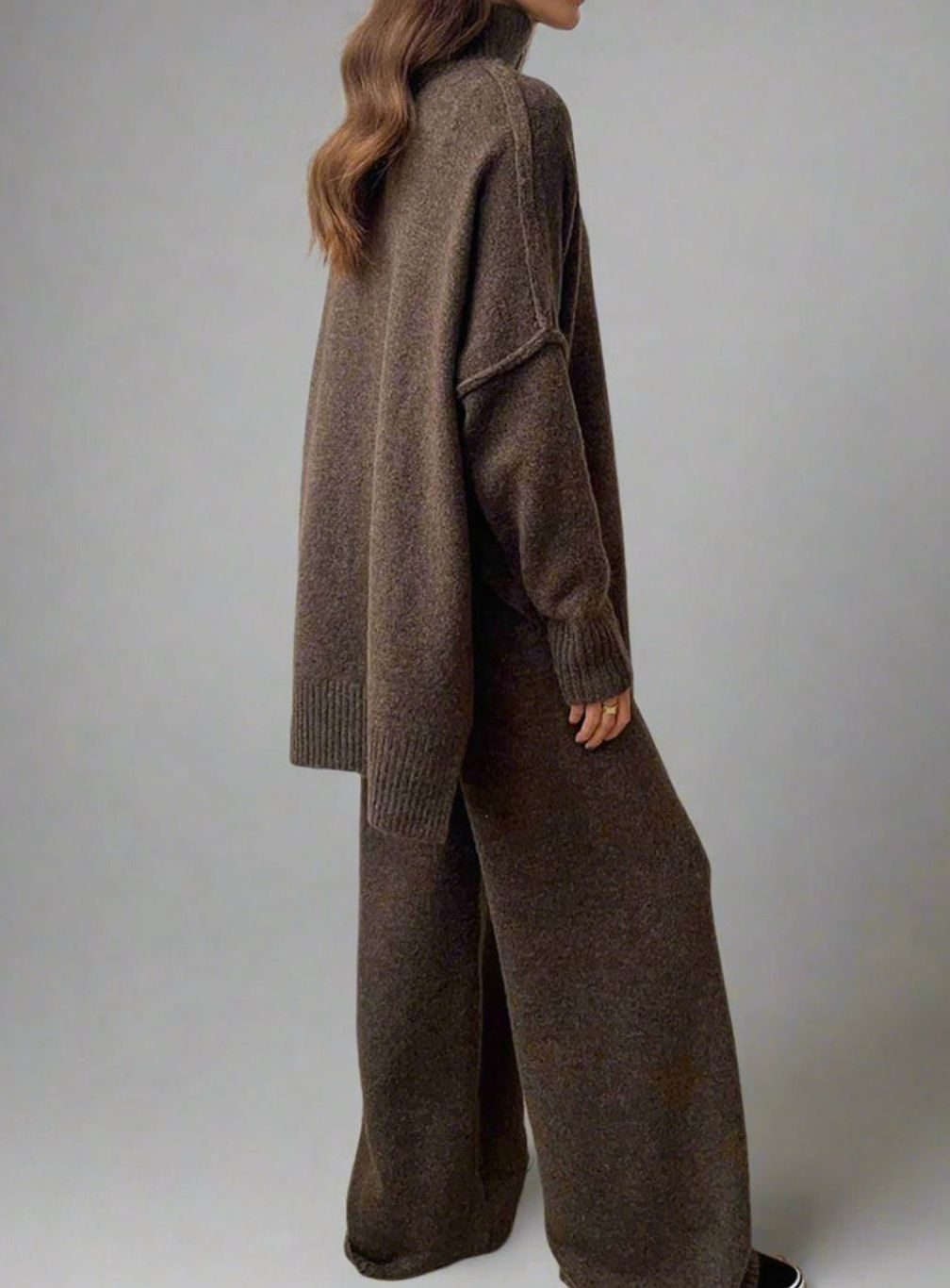 Charlotte | Women's Oversized Turtleneck Knit Wide-Leg Lounge Set