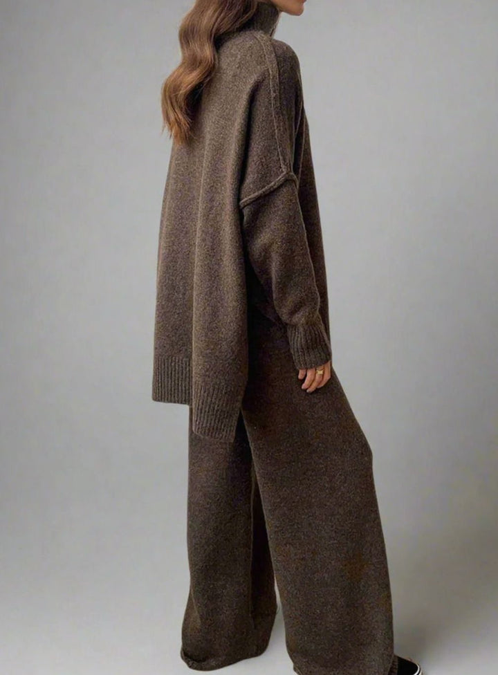 Charlotte | Women's Oversized Turtleneck Knit Wide-Leg Lounge Set