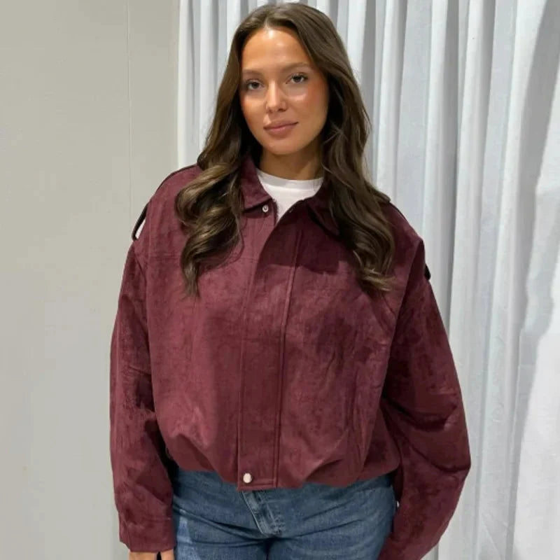 Madison | Women's Cropped Zip Up Bomber Jacket