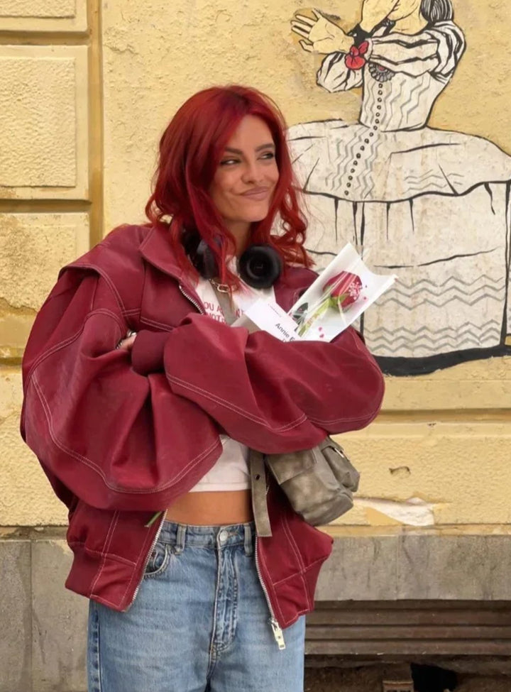 Penelope | Women's Oversized Zip-Up Bomber Jacket Blazer