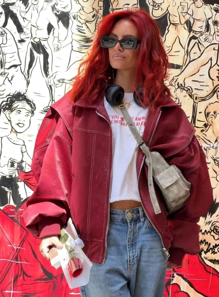 Penelope | Women's Oversized Zip-Up Bomber Jacket Blazer