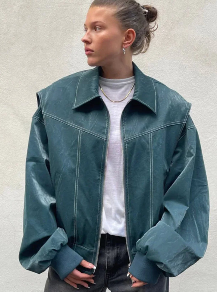 Penelope | Women's Oversized Zip-Up Bomber Jacket Blazer