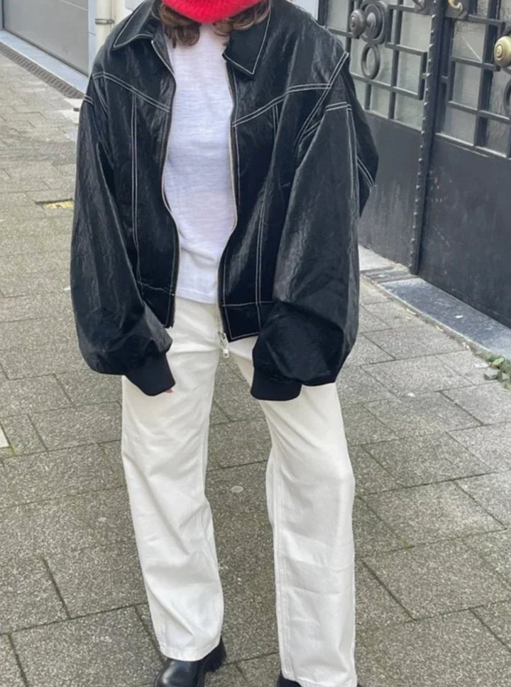 Penelope | Women's Oversized Zip-Up Bomber Jacket Blazer