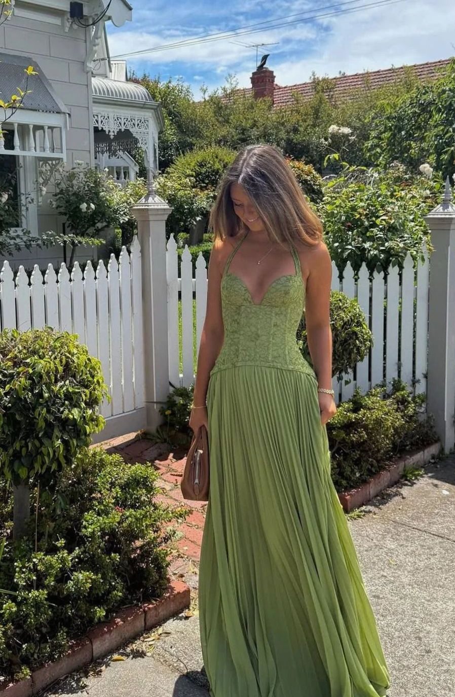 Aria | Women's Pleated Corset Maxi Dress Formal Halter Gown