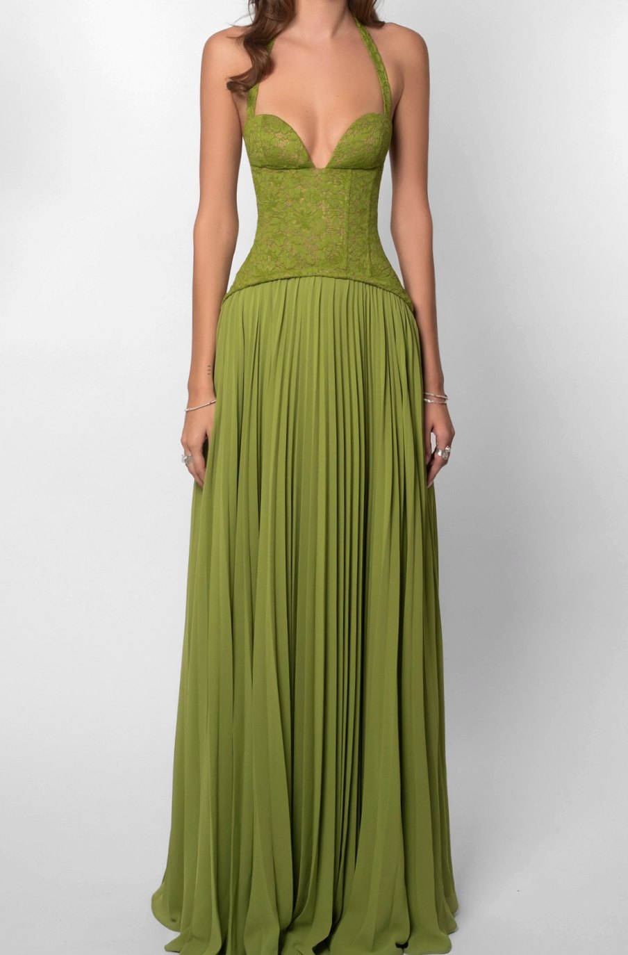 Aria | Women's Pleated Corset Maxi Dress Formal Halter Gown