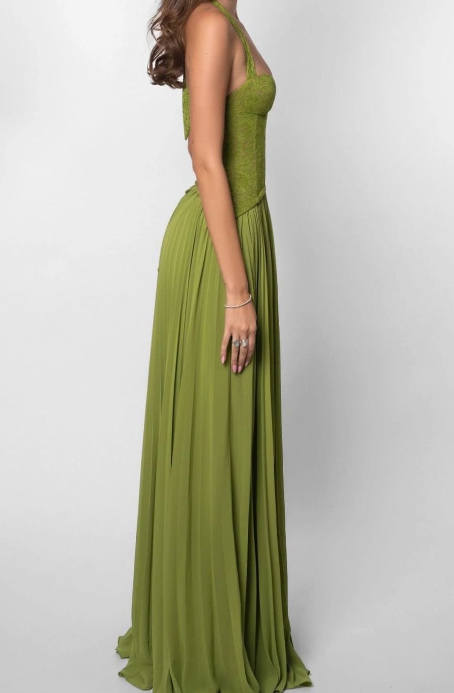 Aria | Women's Pleated Corset Maxi Dress Formal Halter Gown