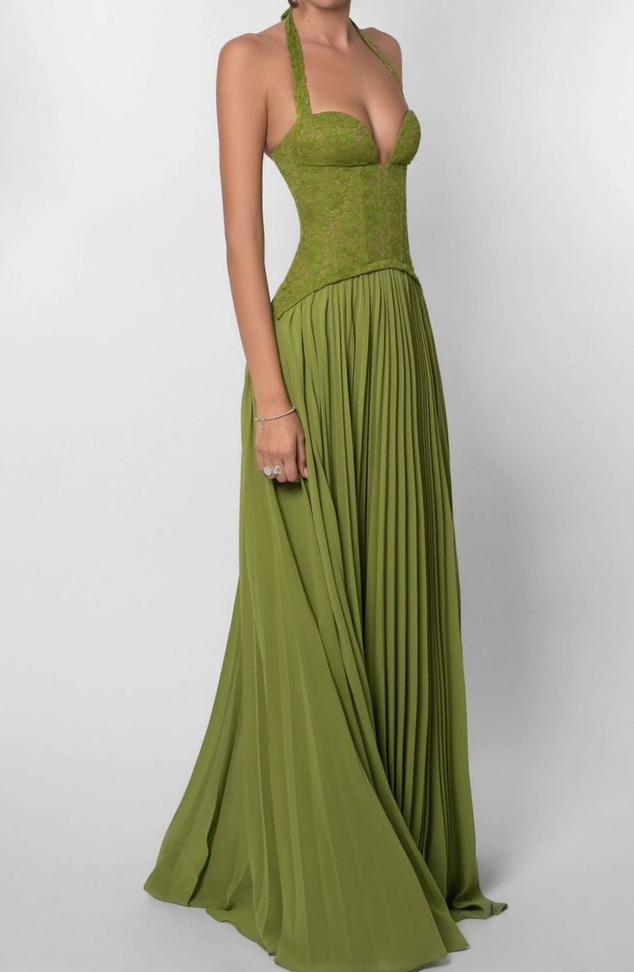 Aria | Women's Pleated Corset Maxi Dress Formal Halter Gown