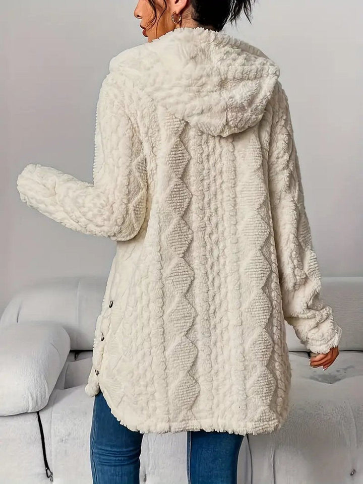 Lily | Women's Plush Hooded Button-Front Oversized Cardigan