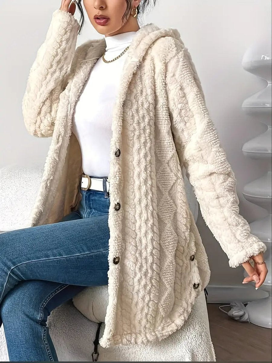 Lily | Women's Plush Hooded Button-Front Oversized Cardigan