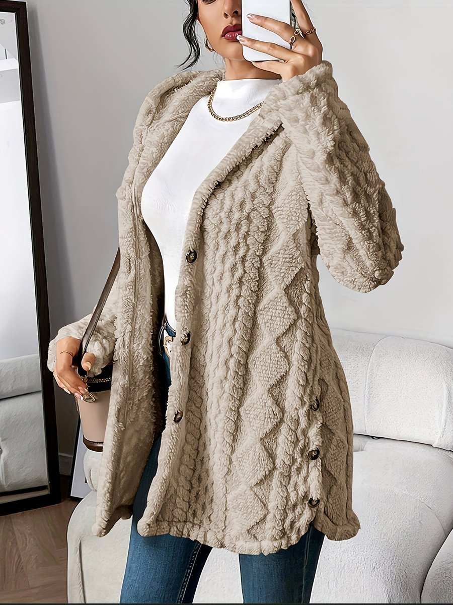 Lily | Women's Plush Hooded Button-Front Oversized Cardigan