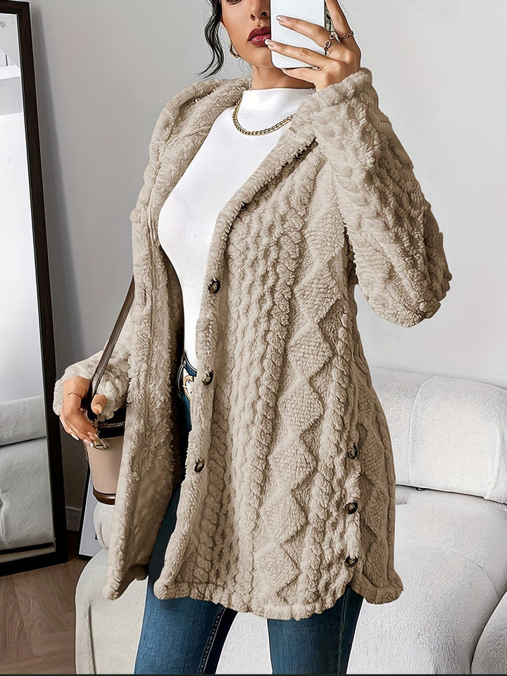 Lily | Women's Plush Hooded Button-Front Oversized Cardigan