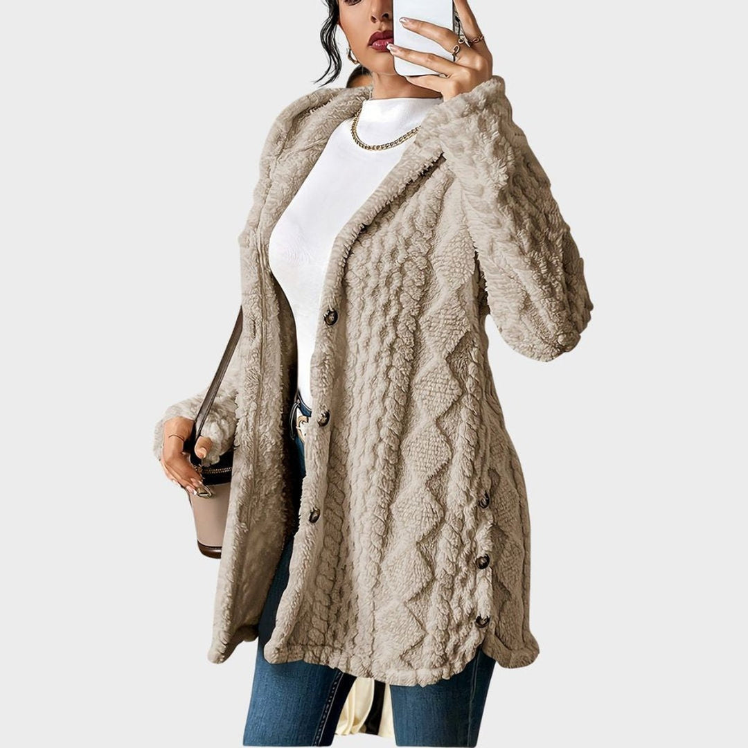 Lily | Women's Plush Hooded Button-Front Oversized Cardigan