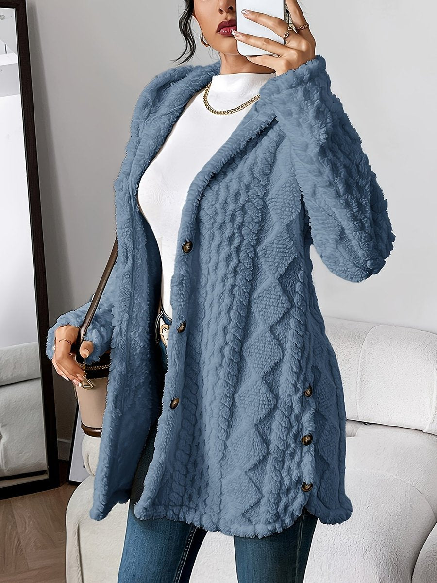 Lily | Women's Plush Hooded Button-Front Oversized Cardigan