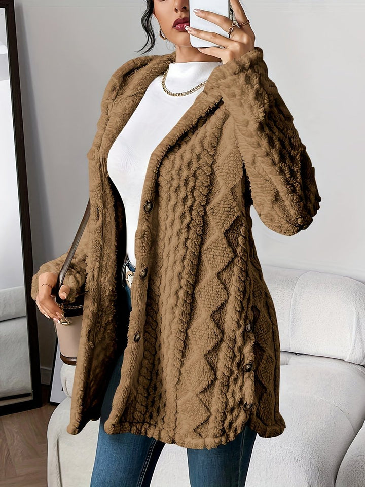 Lily | Women's Plush Hooded Button-Front Oversized Cardigan