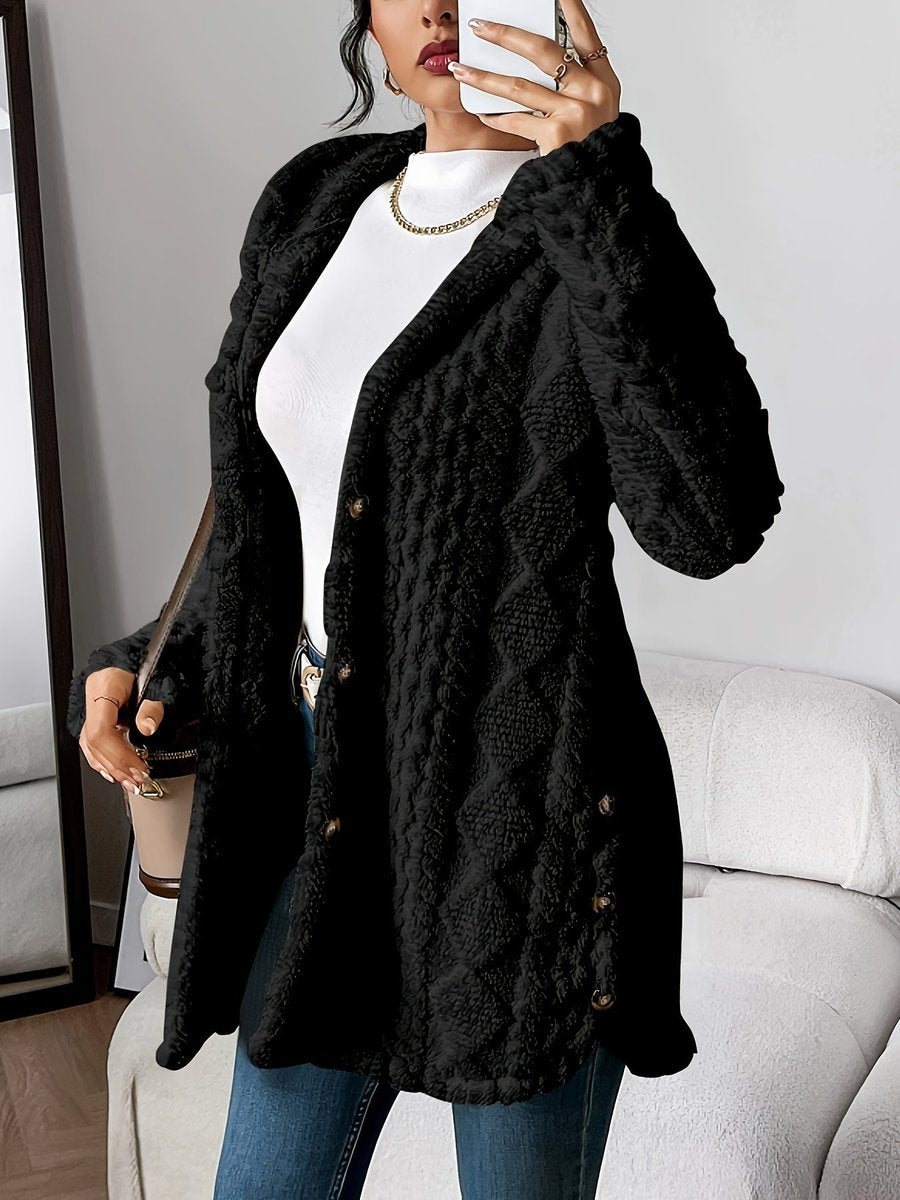 Lily | Women's Plush Hooded Button-Front Oversized Cardigan