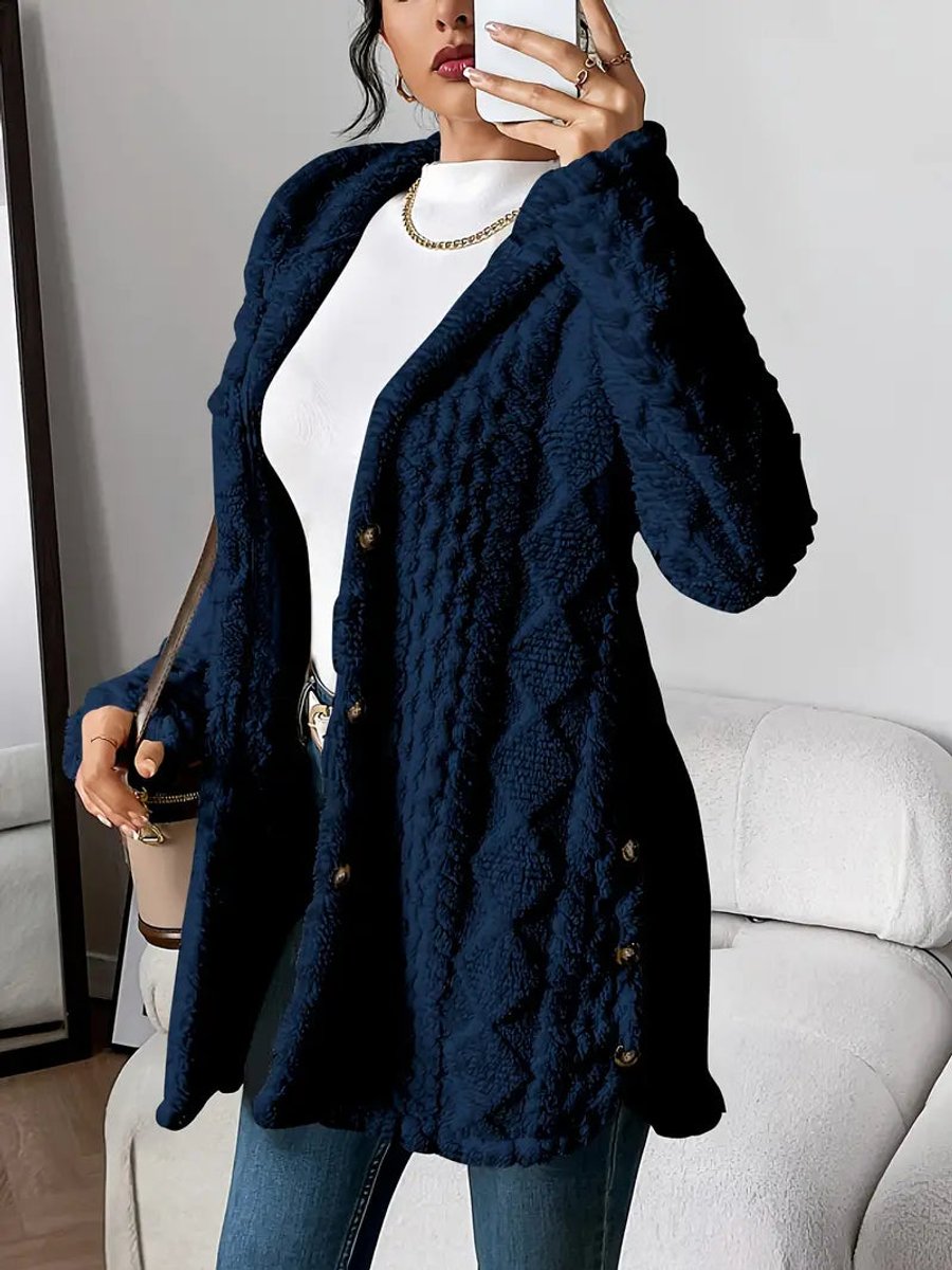 Lily | Women's Plush Hooded Button-Front Oversized Cardigan